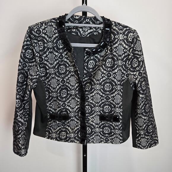 Michael Simon Jackets & Blazers - Michael Simon Lace Blazer Jacket Bead Rhinestone Black Petite Large Formal Event